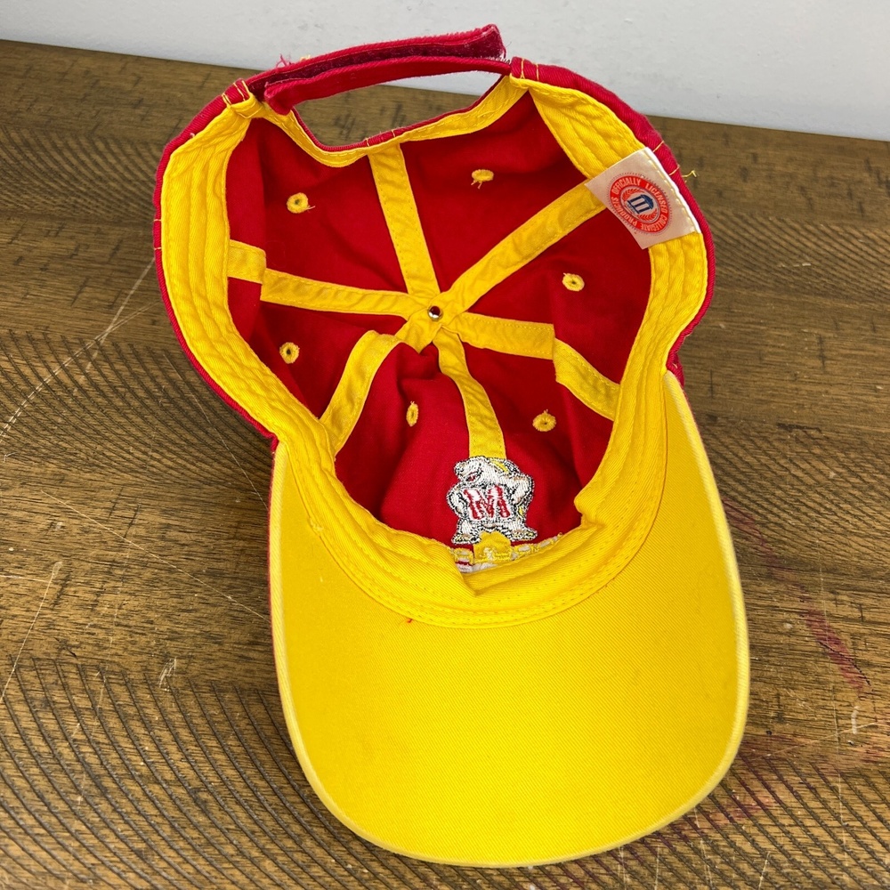 Maryland Terrapins Hat Red Yellow‎ Baseball Cap Spell Out Adjustable Strapback - Picture 2 of 10